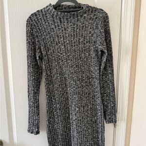 Womens Gray Knit Sweater Dress
